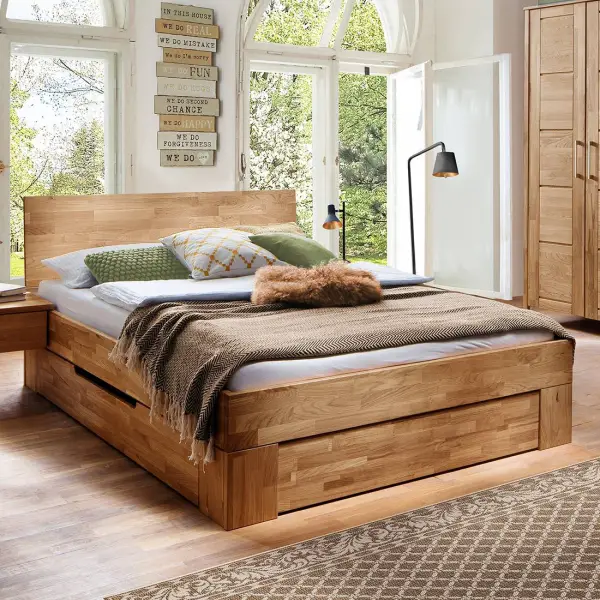 Mila Masif Ahşap Karyola + Başlık 