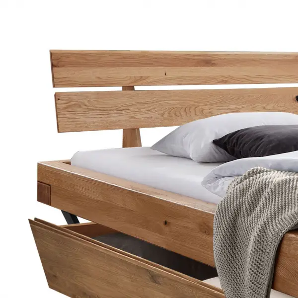 Rox Masif Ahşap Çekmeceli Karyola + Başlık 