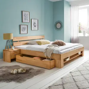 Maça  Ahşap Çekmeceli Çift Kişilik Karyola Çam 