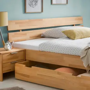 Maça  Ahşap Çekmeceli Çift Kişilik Karyola Çam 