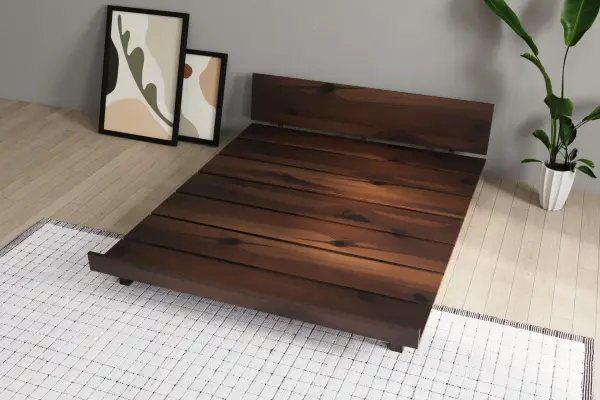 Massive Doğal Ahşap Ayaklı Minimalist Mdf Karyola